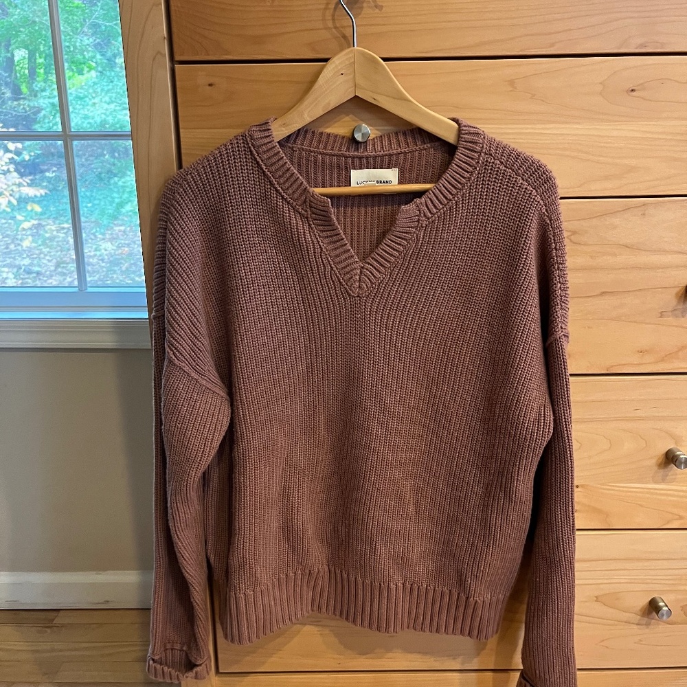 Dusty rose Lucky brand cotton sweater